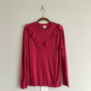 A New Day Pink Ruffled Sweater 80s Style Light